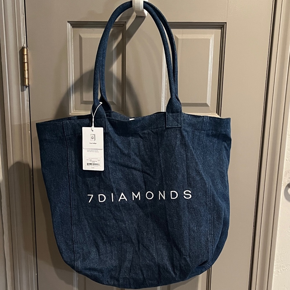 7 Diamonds Dark Blue Denim Tote